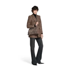 Borsa Con Catena Crush Media Metallizzata E Trapuntata da Donna in Bronzo
