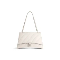 Borsa Con Catena Crush Media Trapuntata da Donna in Beige