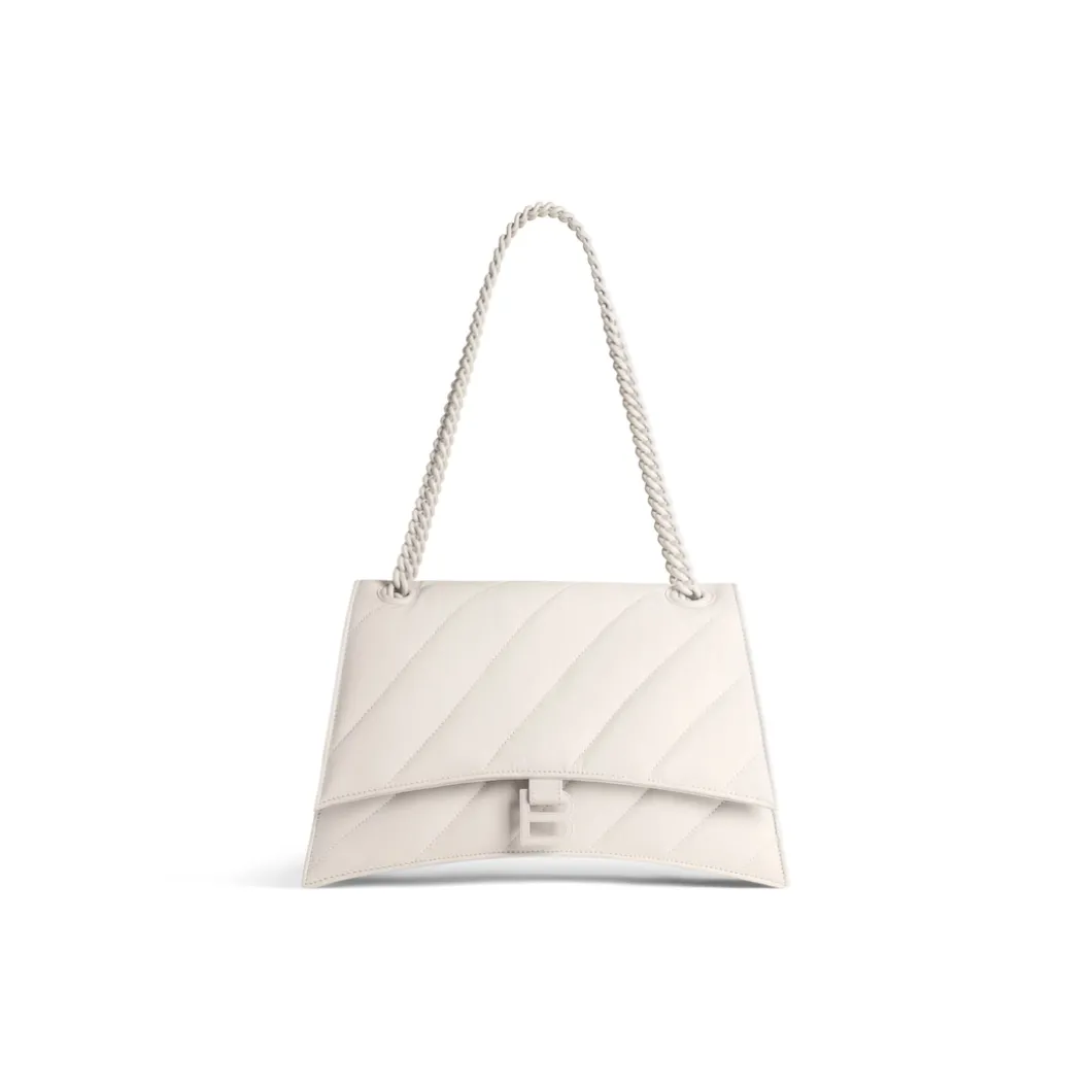 Borsa Con Catena Crush Media Trapuntata da Donna in Beige