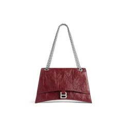 Borsa Con Catena Crush Media da Donna in Rosso Scuro