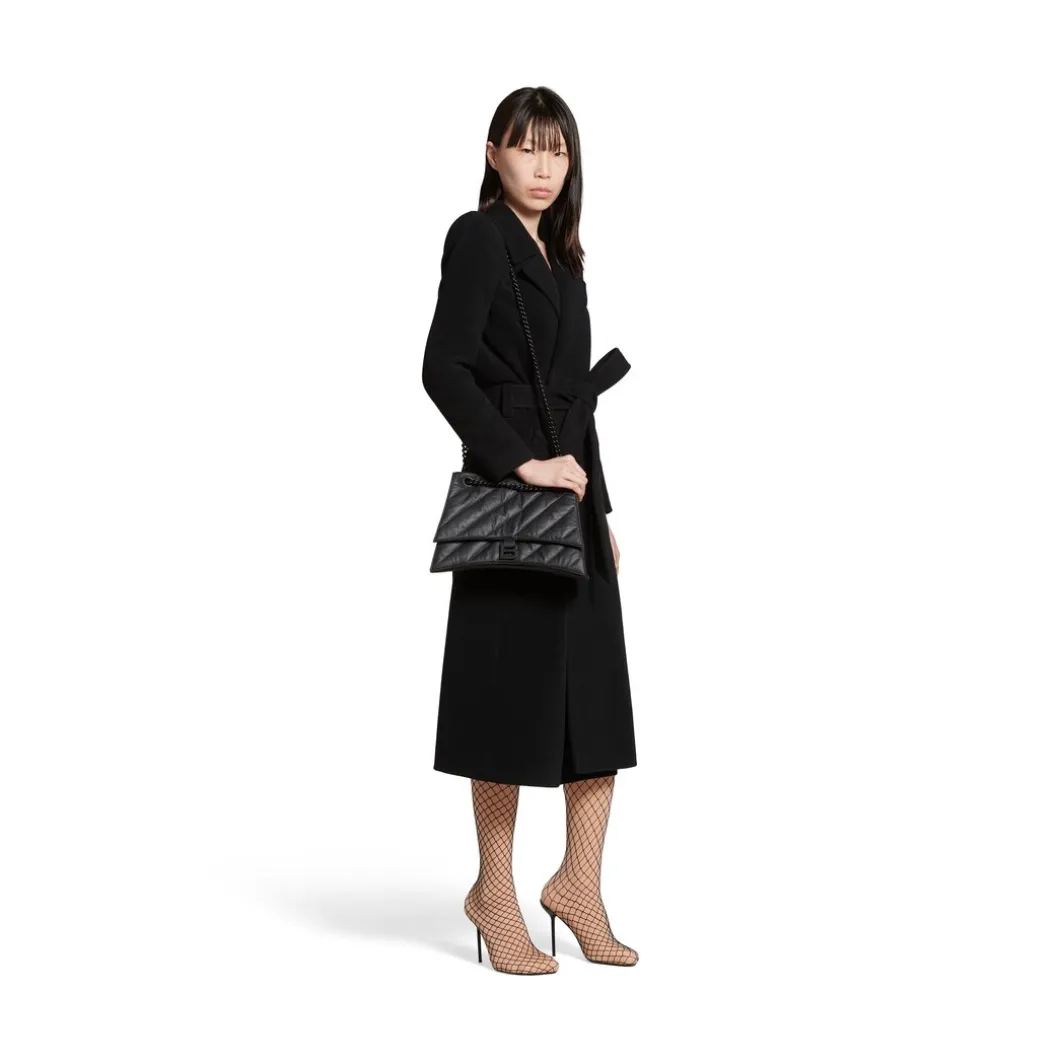 Borsa Con Catena Crush Media Trapuntata da Donna in Nero