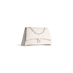 Borsa Con Catena Crush Media Trapuntata  da Donna in Beige