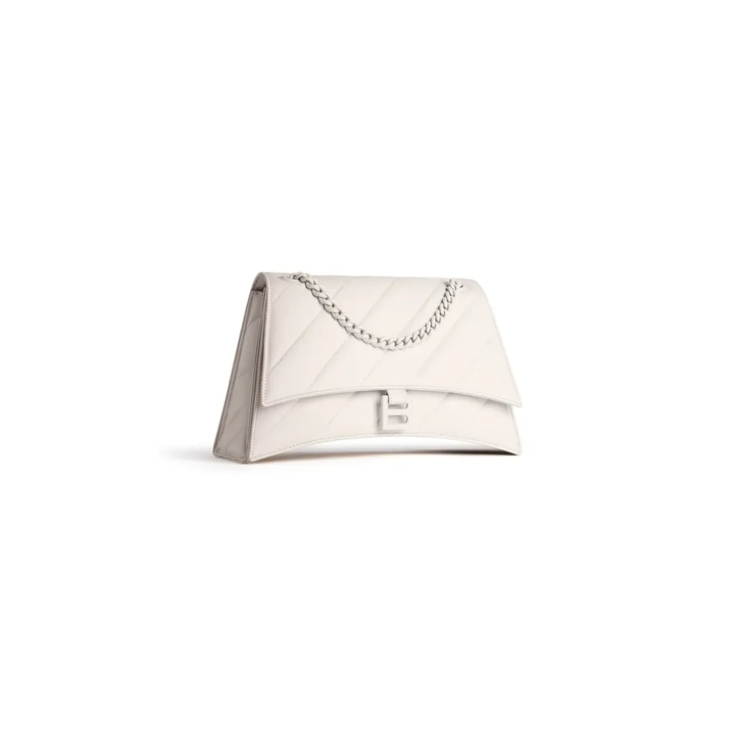 Borsa Con Catena Crush Media Trapuntata da Donna in Beige