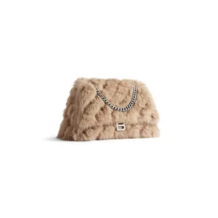 Borsa Con Catena Crush Media da Donna in Beige