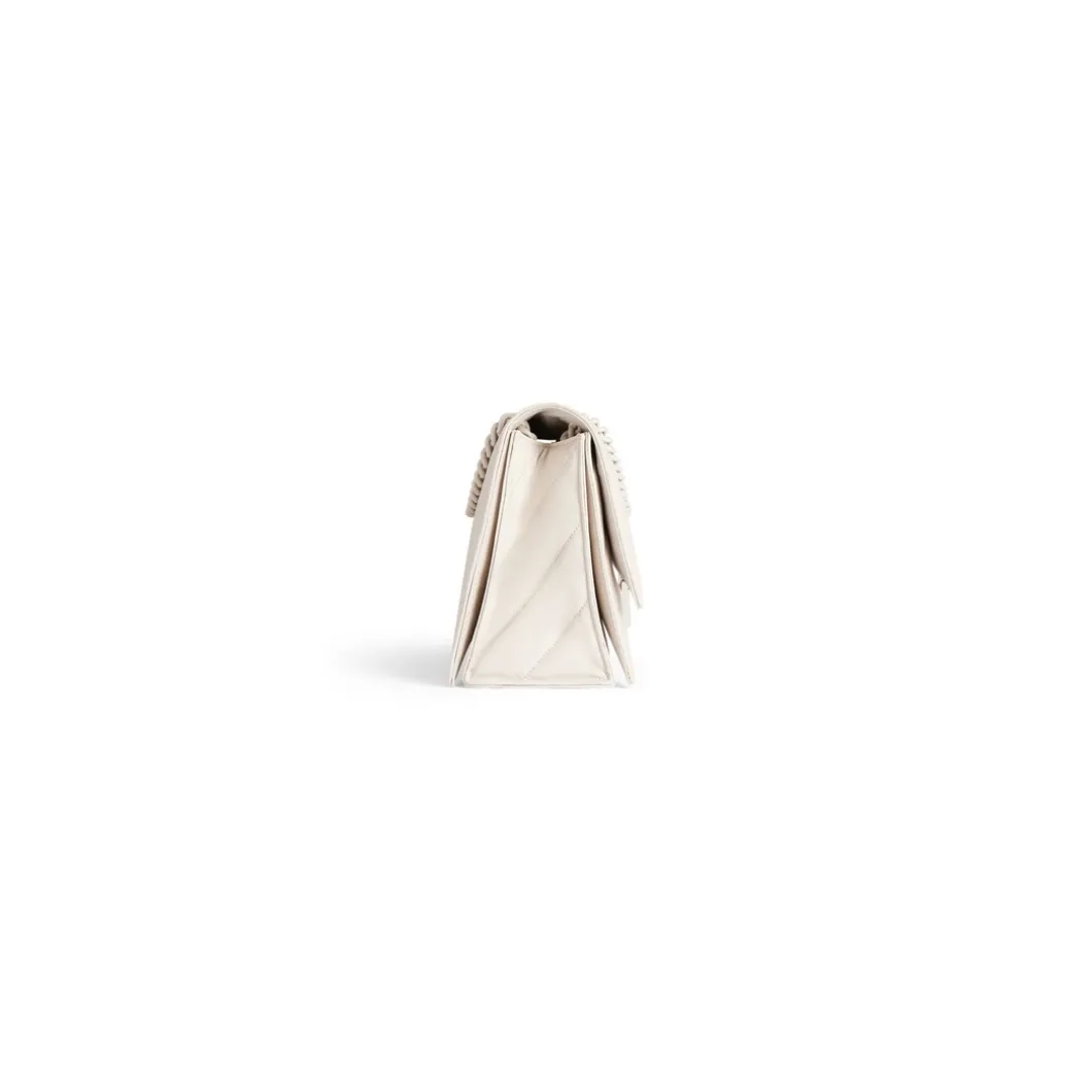 Borsa Con Catena Crush Media Trapuntata da Donna in Beige