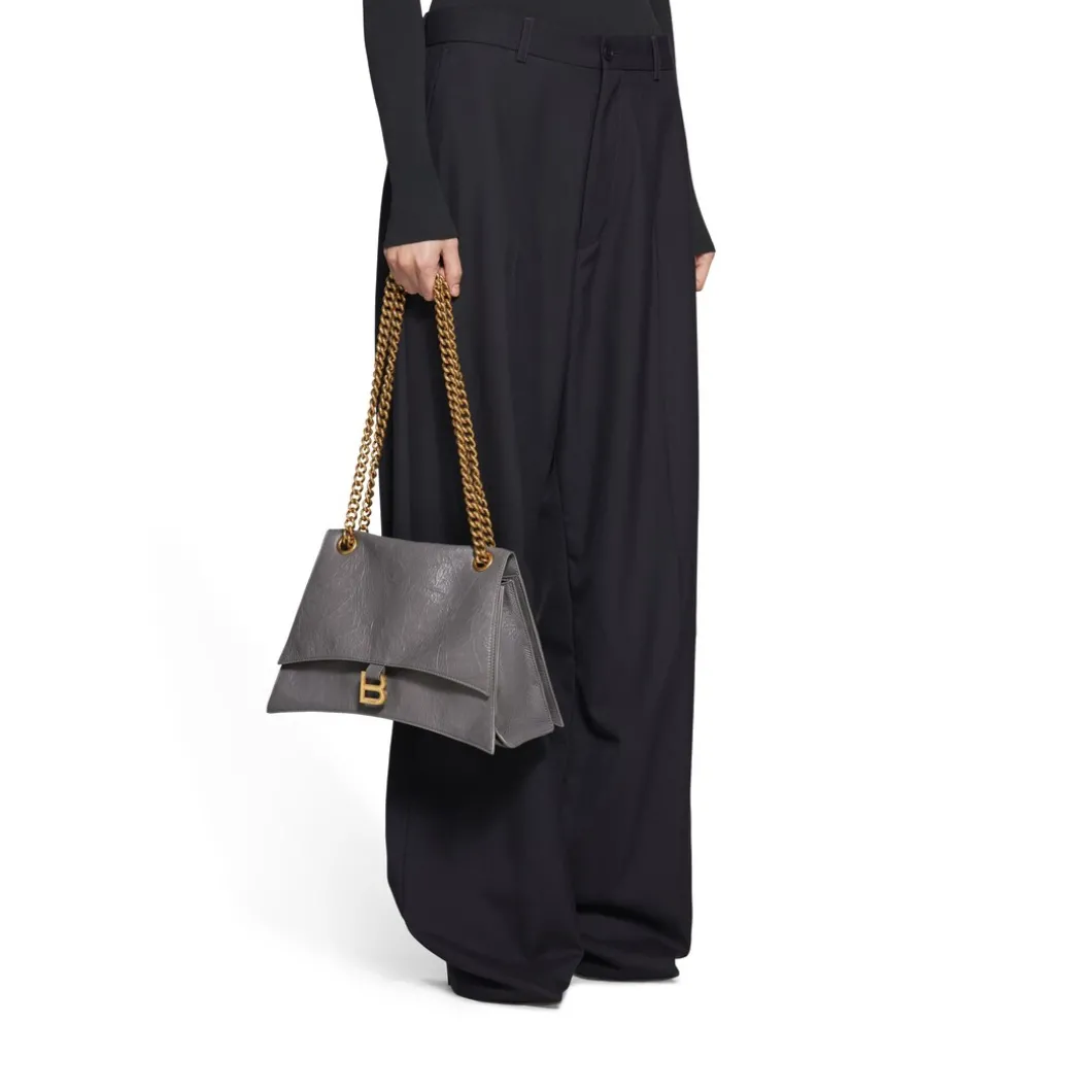 Borsa Con Catena Crush Media da Donna in Grigio Scuro