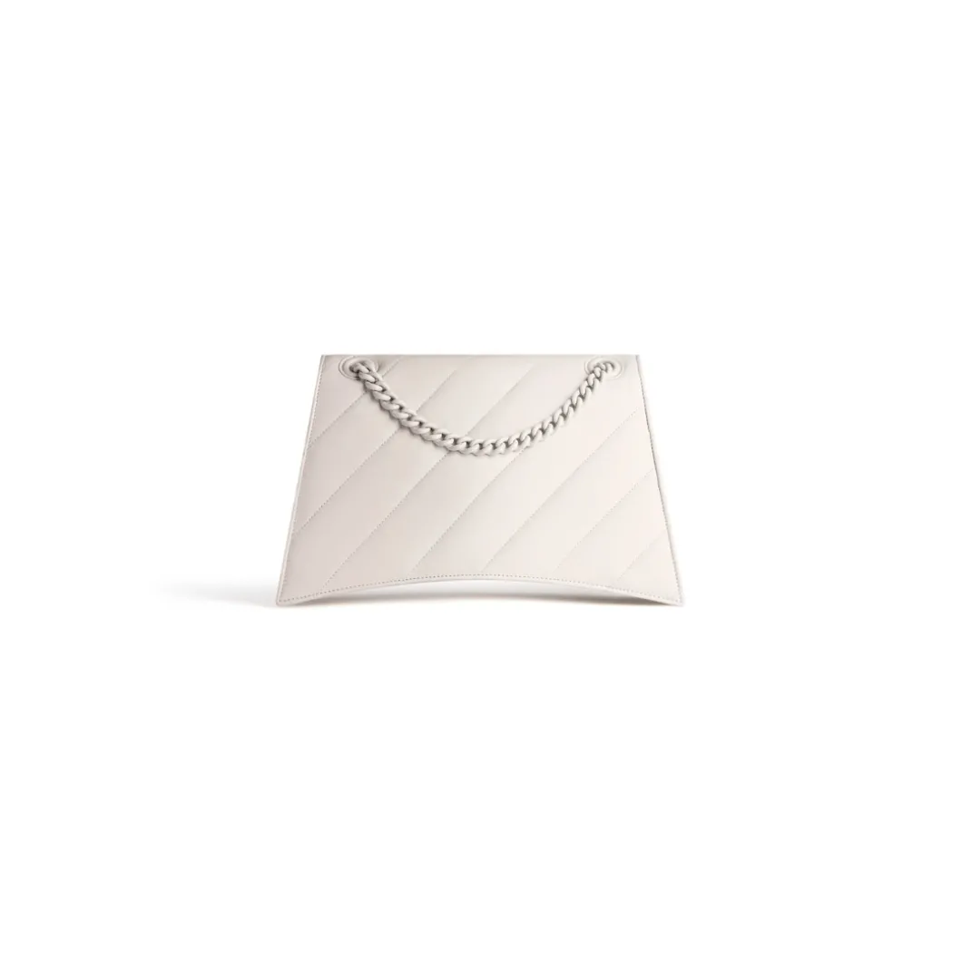 Borsa Con Catena Crush Media Trapuntata da Donna in Beige
