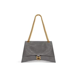 Borsa Con Catena Crush Media da Donna in Grigio Scuro
