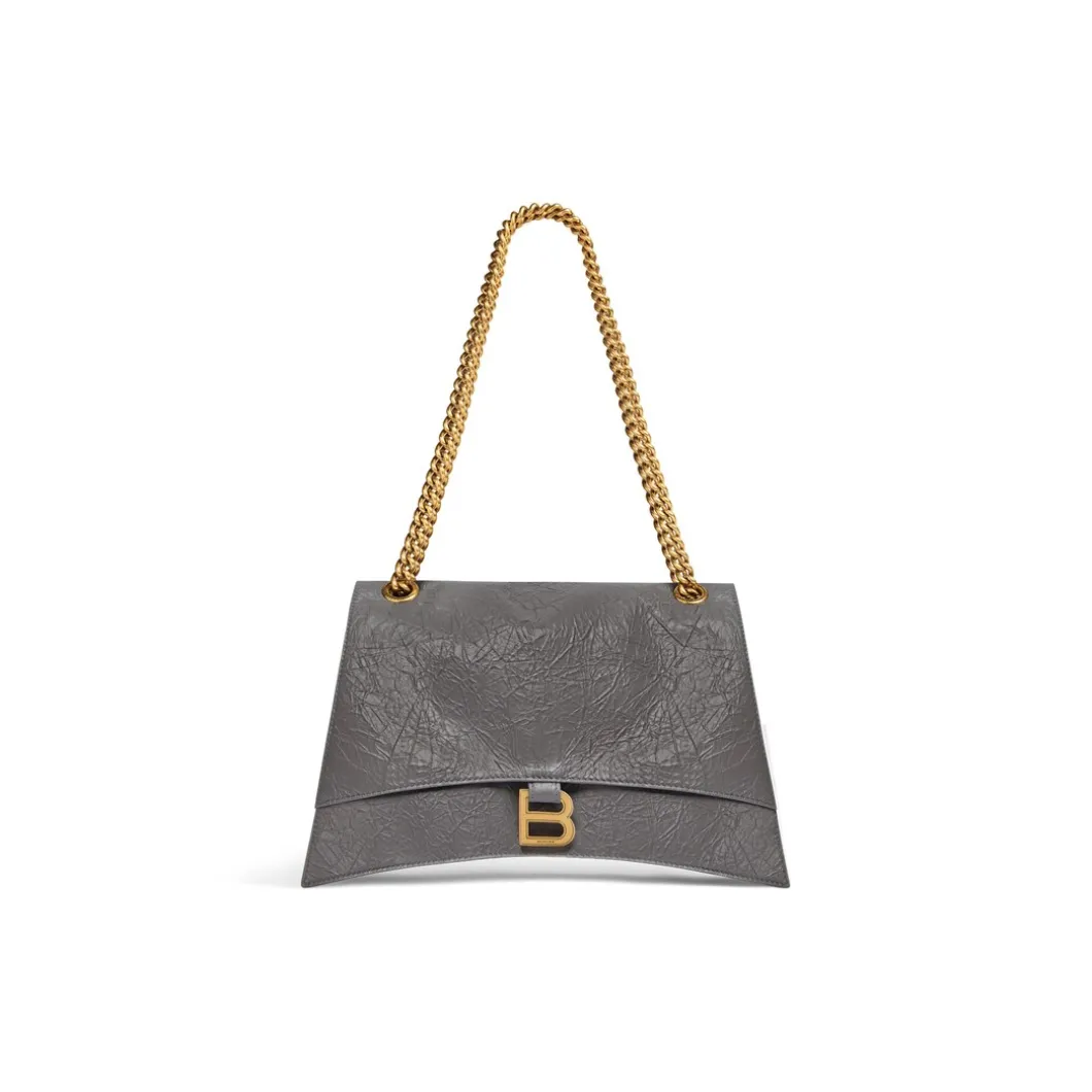 Borsa Con Catena Crush Media da Donna in Grigio Scuro