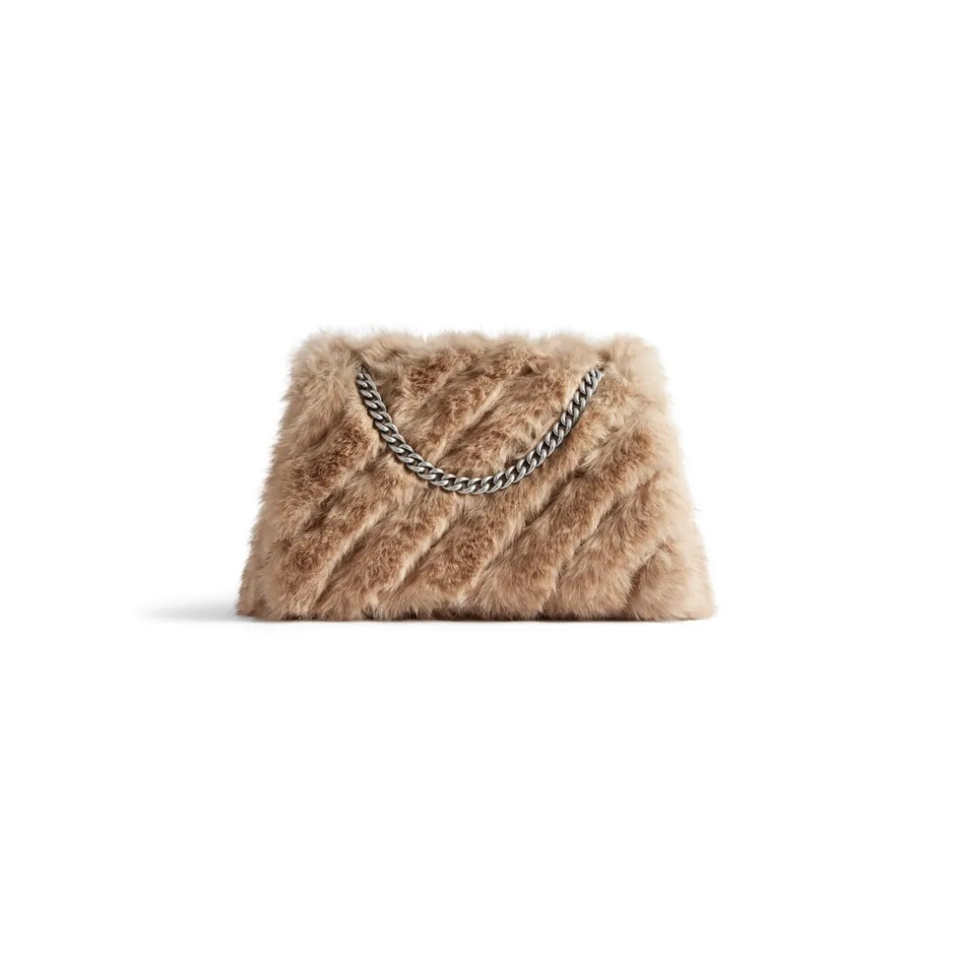 Borsa Con Catena Crush Media da Donna in Beige