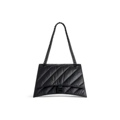 Borsa Con Catena Crush Media Trapuntata da Donna in Nero