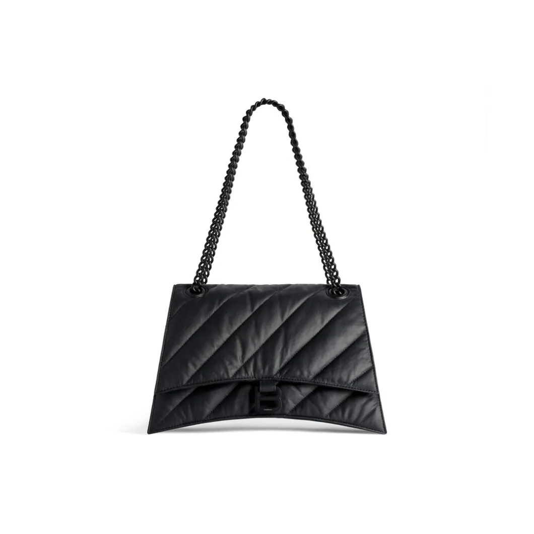 Borsa Con Catena Crush Media Trapuntata da Donna in Nero