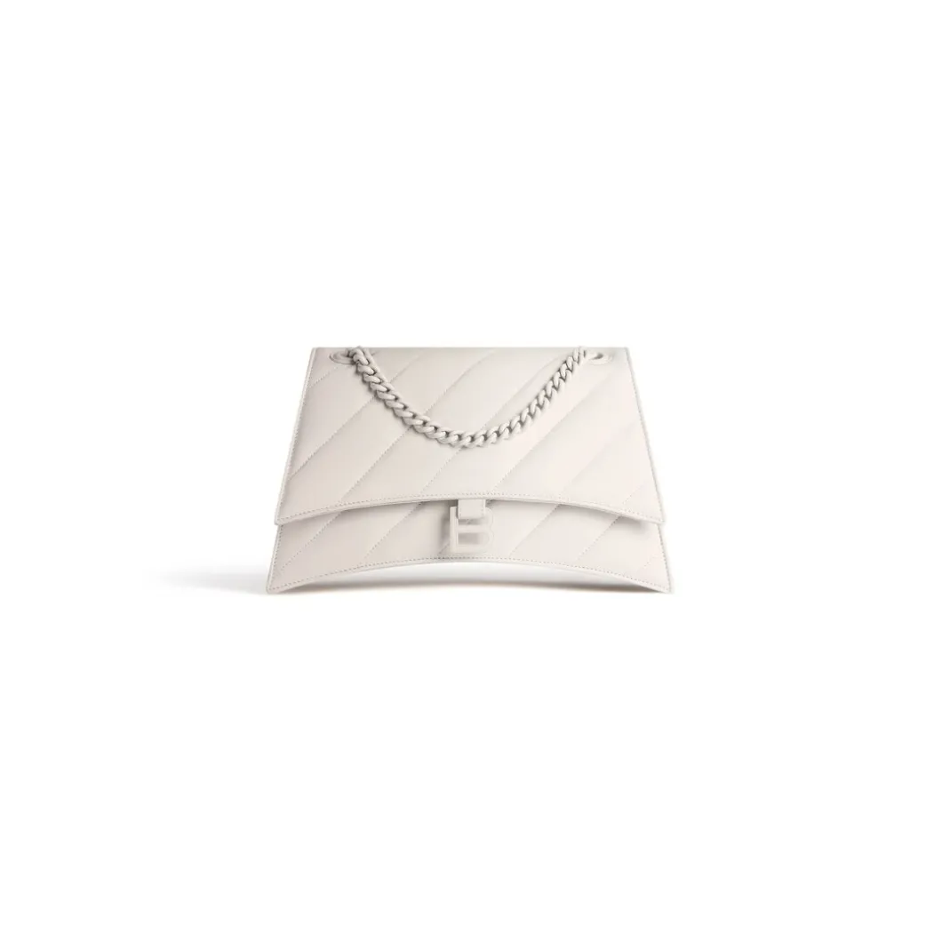Borsa Con Catena Crush Media Trapuntata da Donna in Beige
