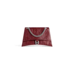 Borsa Con Catena Crush Media da Donna in Rosso Scuro