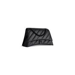 Borsa Con Catena Crush Media Trapuntata da Donna in Nero