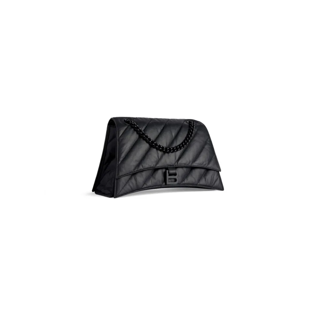 Borsa Con Catena Crush Media Trapuntata da Donna in Nero