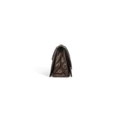 Borsa Con Catena Crush Media Metallizzata E Trapuntata da Donna in Bronzo