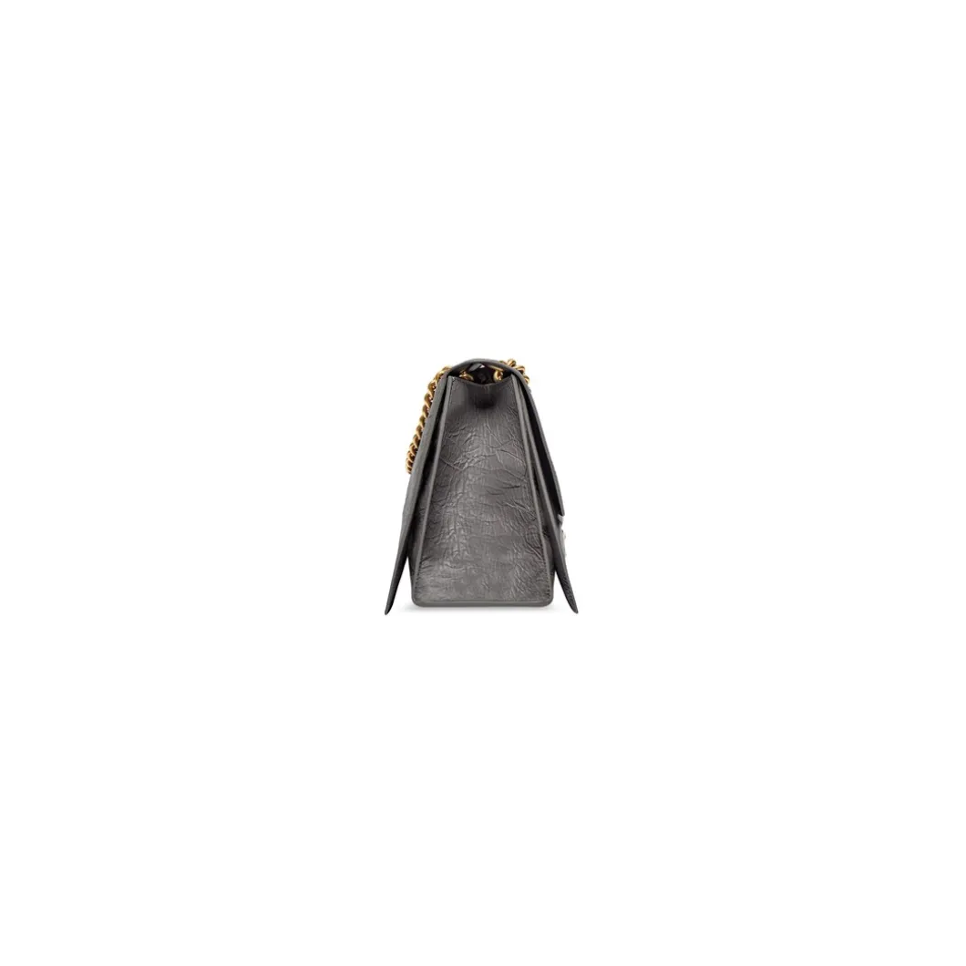 Borsa Con Catena Crush Media da Donna in Grigio Scuro