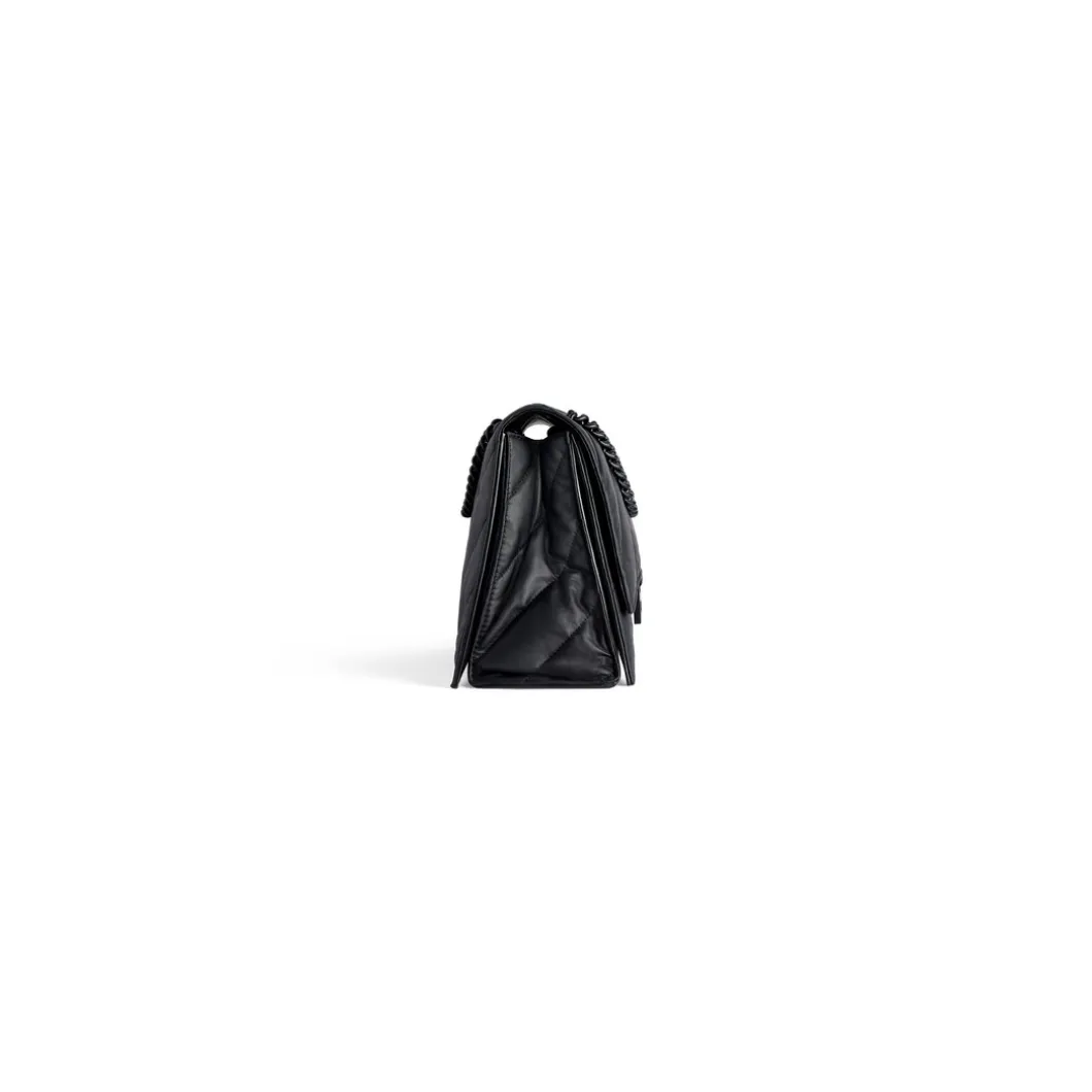 Borsa Con Catena Crush Media Trapuntata da Donna in Nero