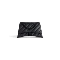Borsa Con Catena Crush Media Trapuntata da Donna in Nero