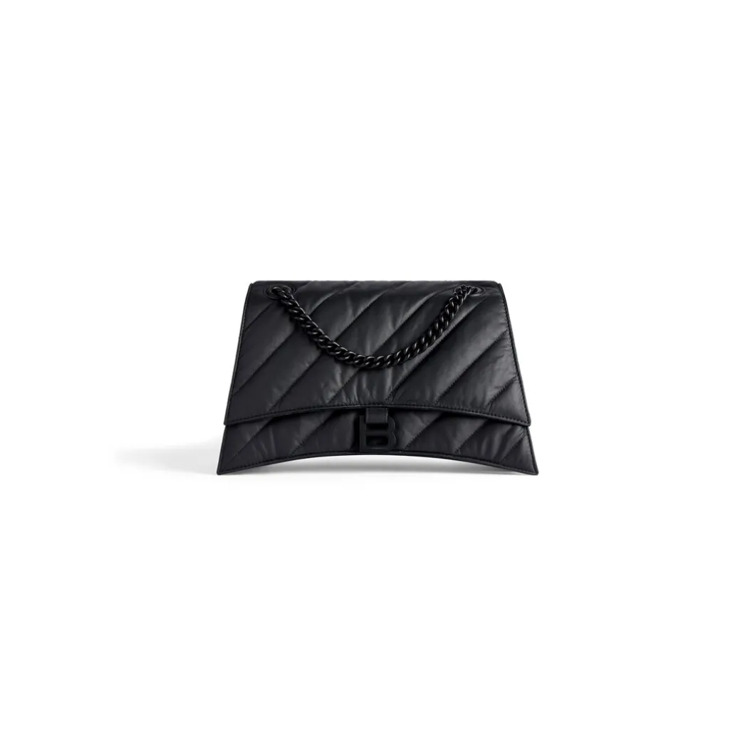 Borsa Con Catena Crush Media Trapuntata da Donna in Nero