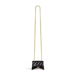 Borsa Con Catena Crush Mini Trapuntata  da Donna in Nero