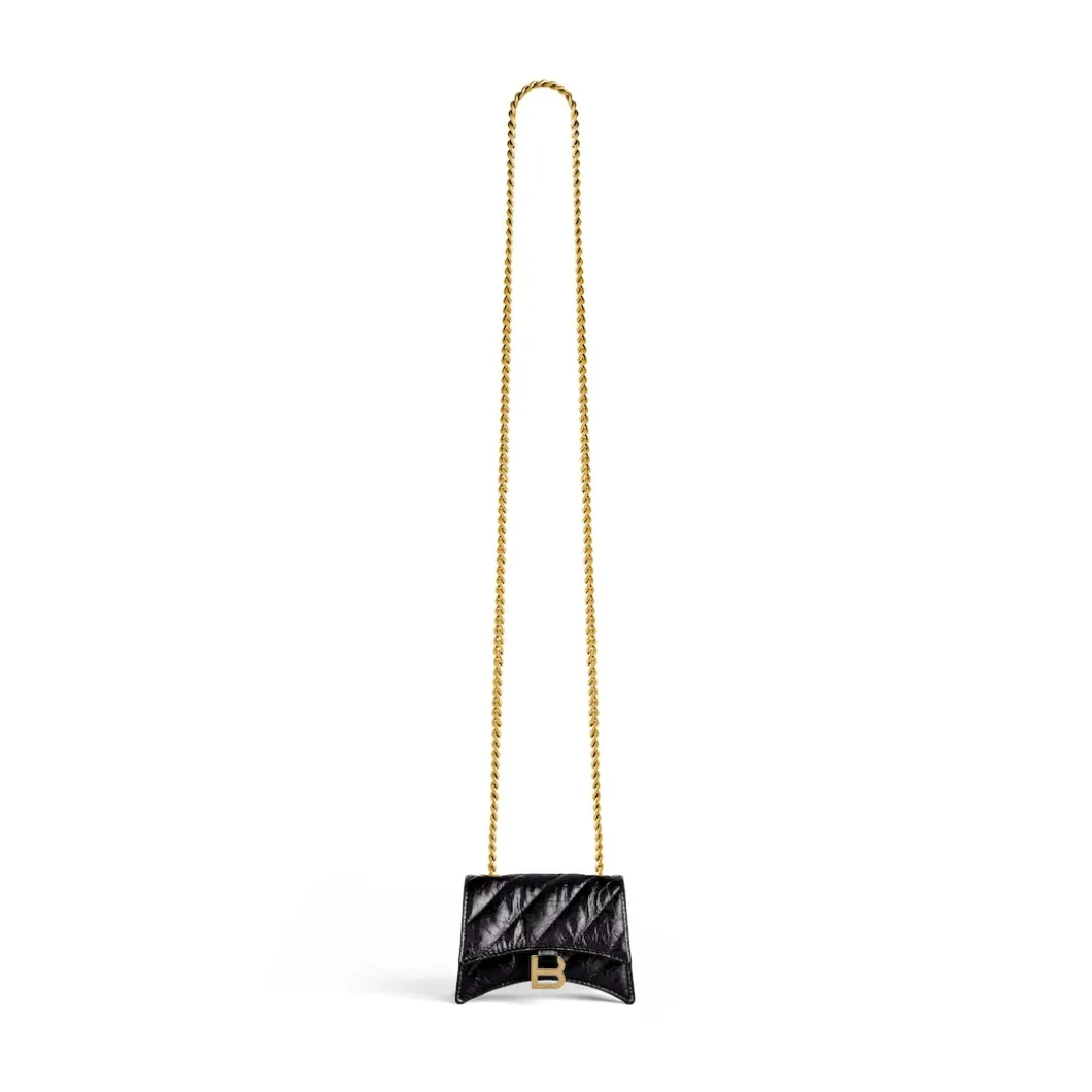 Borsa Con Catena Crush Mini Trapuntata da Donna in Nero
