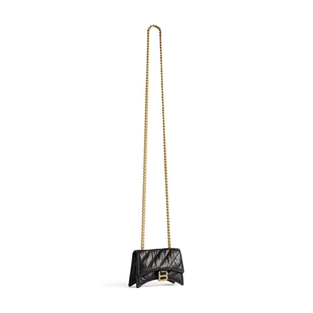 Borsa Con Catena Crush Mini Trapuntata da Donna in Nero