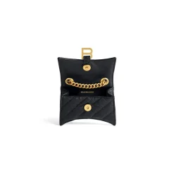 Borsa Con Catena Crush Mini Trapuntata da Donna in Nero