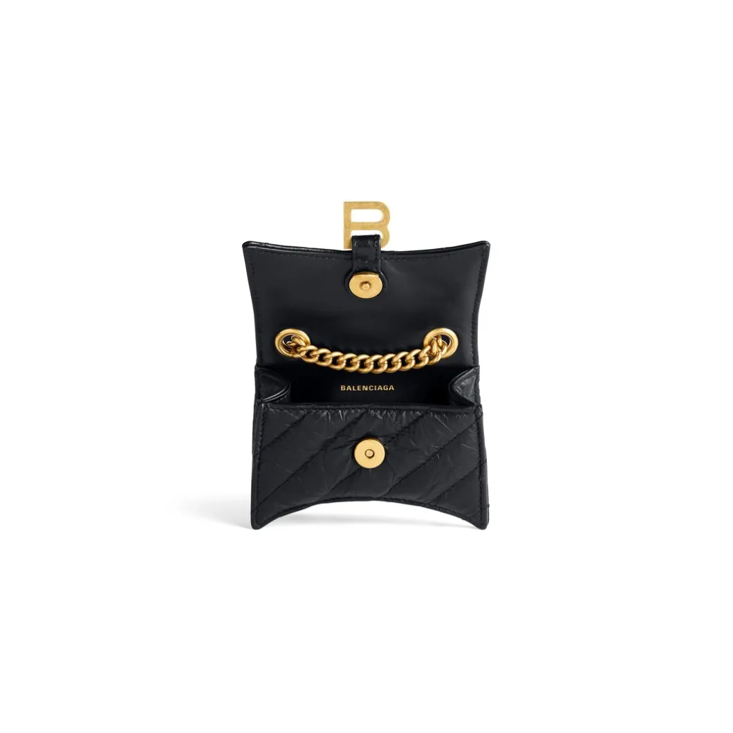 Borsa Con Catena Crush Mini Trapuntata da Donna in Nero