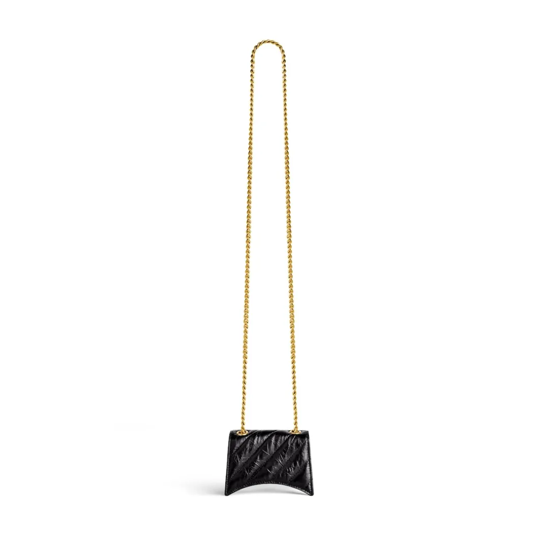 Borsa Con Catena Crush Mini Trapuntata da Donna in Nero