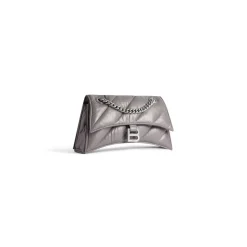 Borsa Con Catena Crush Piccola Trapuntata  da Donna in Grigio Scuro