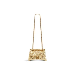 Borsa Con Catena Crush Piccola Metallizzata E Trapuntata da Donna in Oro