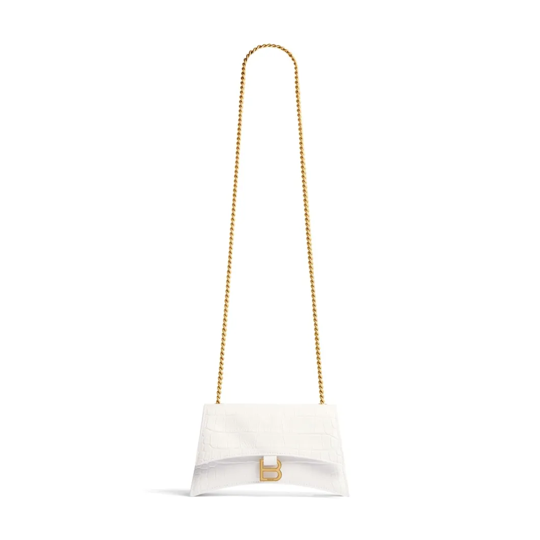 Borsa Con Catena Crush Xs Lavorazione Coccodrillo da Donna in Bianco Ottico