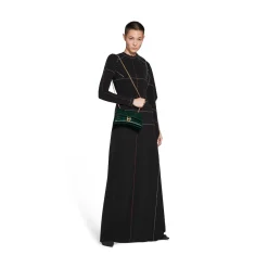 Borsa Con Catena Crush Xs Lavorazione Coccodrillo da Donna in Verde Bosco