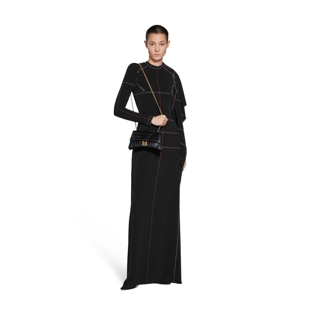 Borsa Con Catena Crush Xs Lavorazione Coccodrillo da Donna in Nero