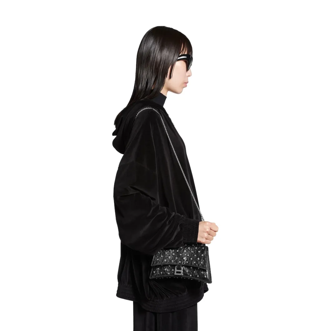 Borsa Con Catena Crush Xs Con Strass da Donna in Nero