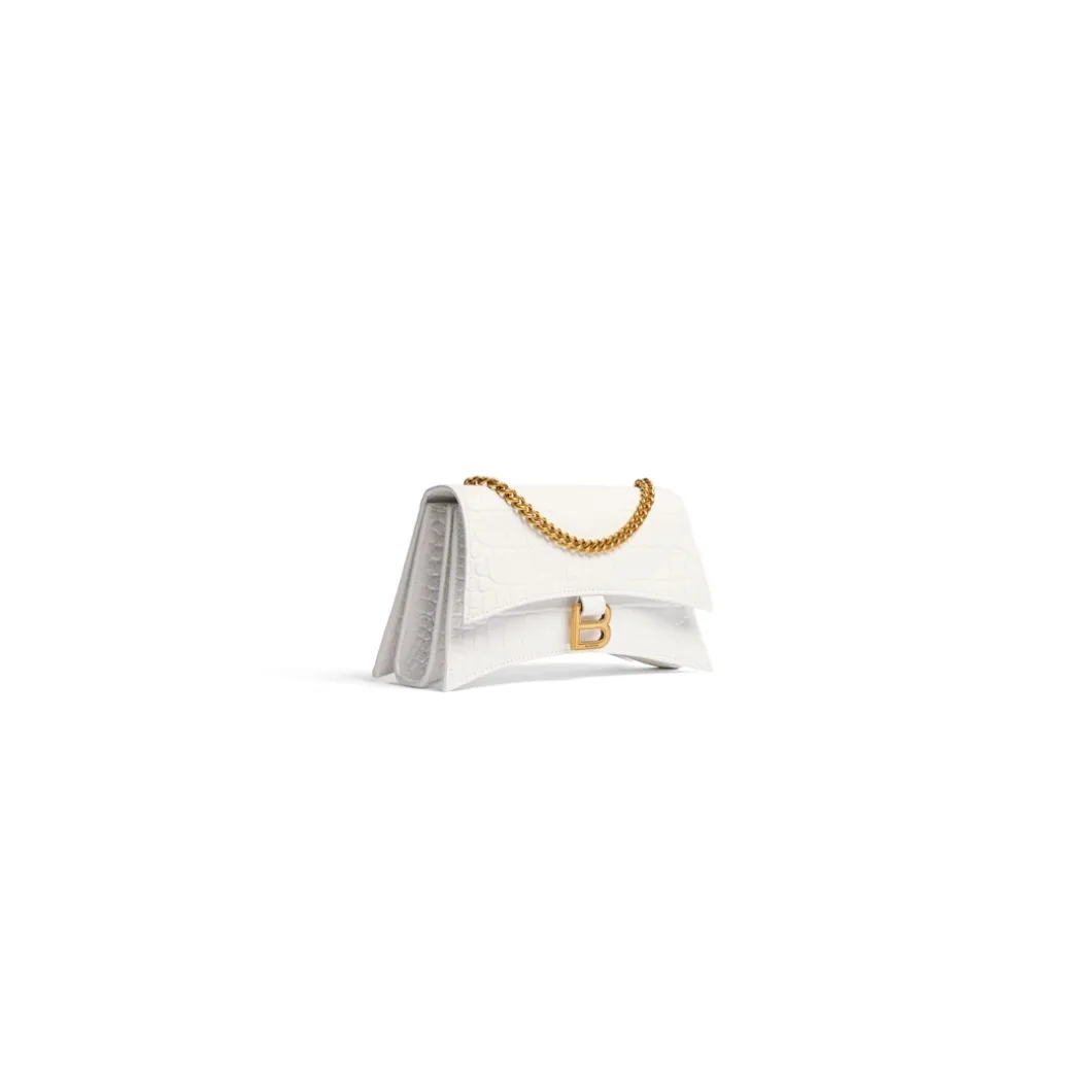 Borsa Con Catena Crush Xs Lavorazione Coccodrillo da Donna in Bianco Ottico
