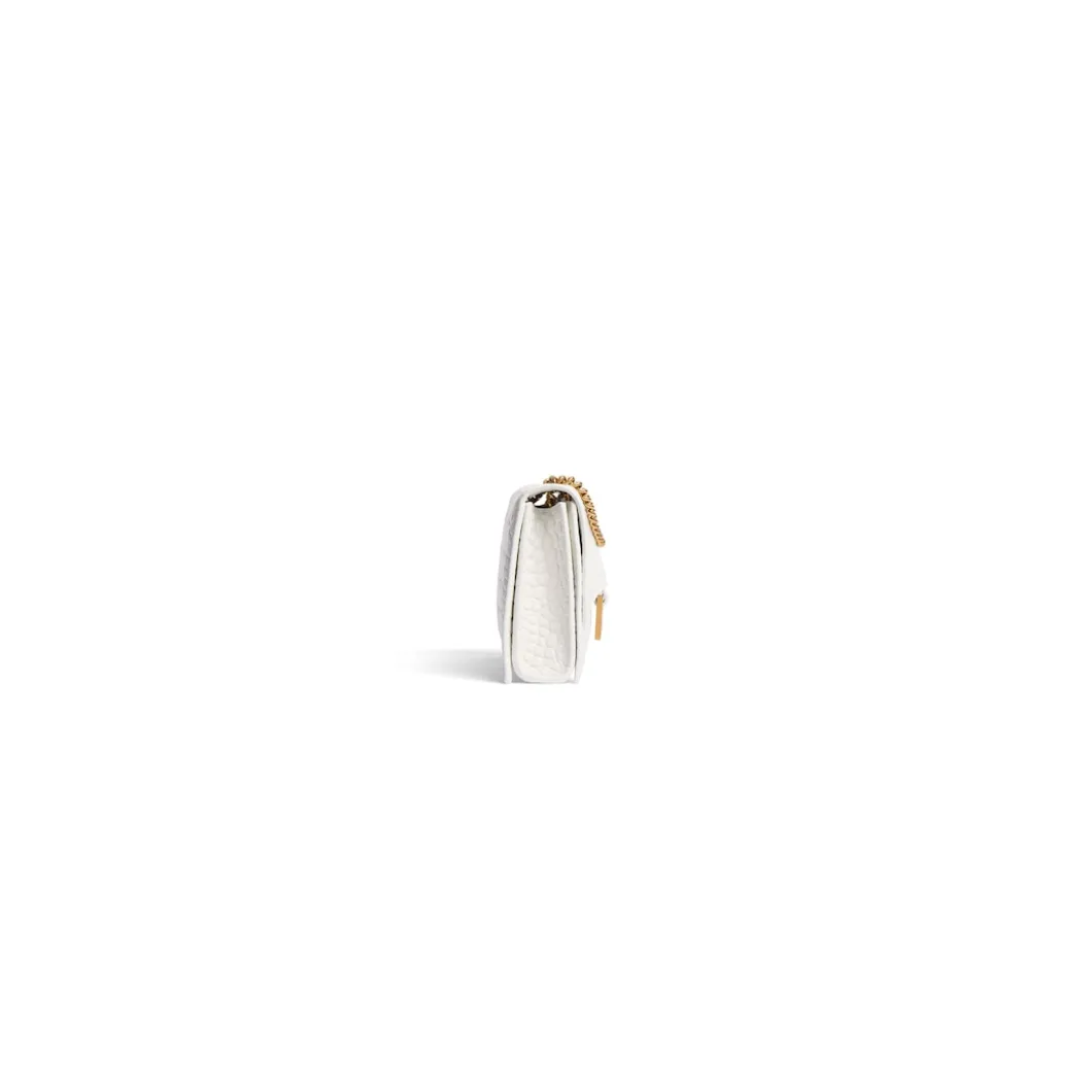 Borsa Con Catena Crush Xs Lavorazione Coccodrillo da Donna in Bianco Ottico