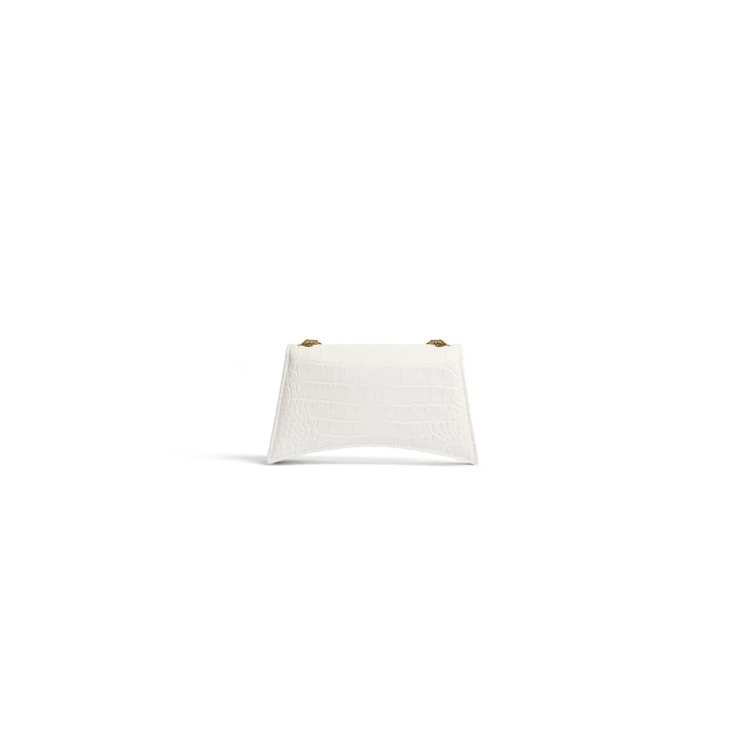 Borsa Con Catena Crush Xs Lavorazione Coccodrillo da Donna in Bianco Ottico
