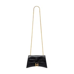 Borsa Con Catena Crush Xs Lavorazione Coccodrillo da Donna in Nero