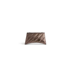 Borsa Con Catena Crush Xs Metallizzata E Trapuntata da Donna in Bronzo