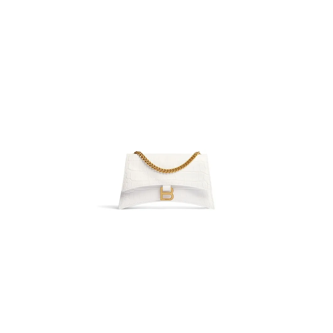 Borsa Con Catena Crush Xs Lavorazione Coccodrillo da Donna in Bianco Ottico
