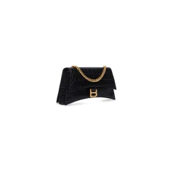 Borsa Con Catena Crush Xs Lavorazione Coccodrillo da Donna in Nero
