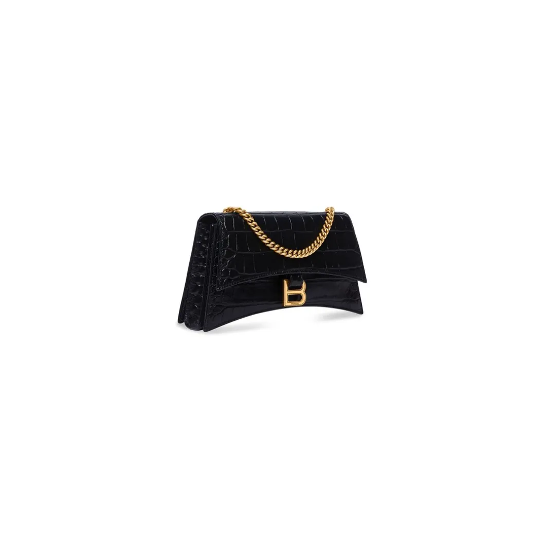 Borsa Con Catena Crush Xs Lavorazione Coccodrillo da Donna in Nero