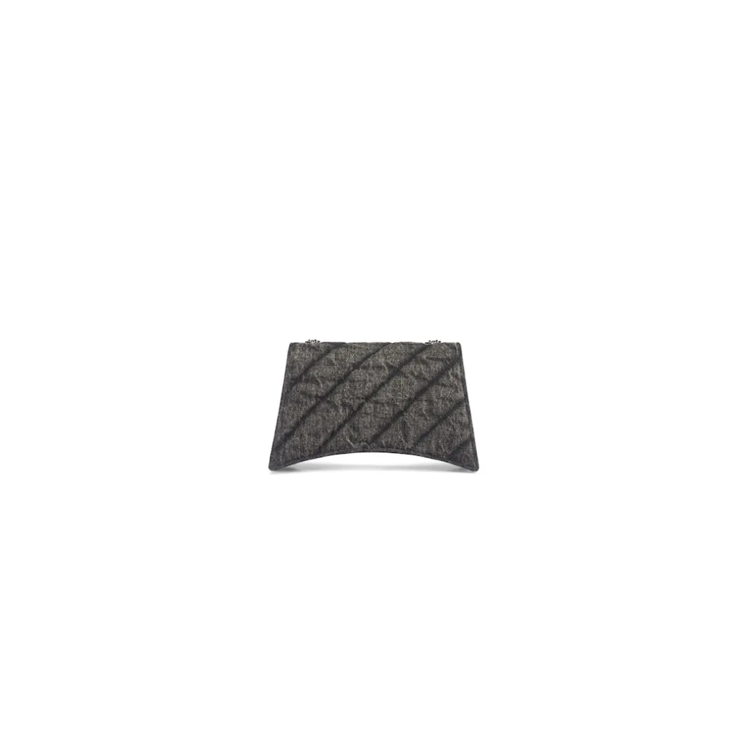 Borsa Con Catena Crush Xs In Denim Trapuntato da Donna in Nero