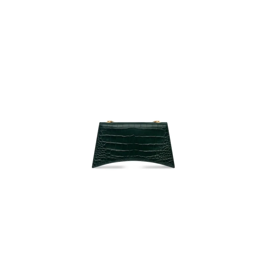 Borsa Con Catena Crush Xs Lavorazione Coccodrillo da Donna in Verde Bosco