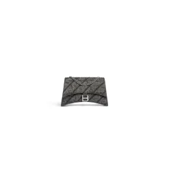 Borsa Con Catena Crush Xs In Denim Trapuntato da Donna in Nero