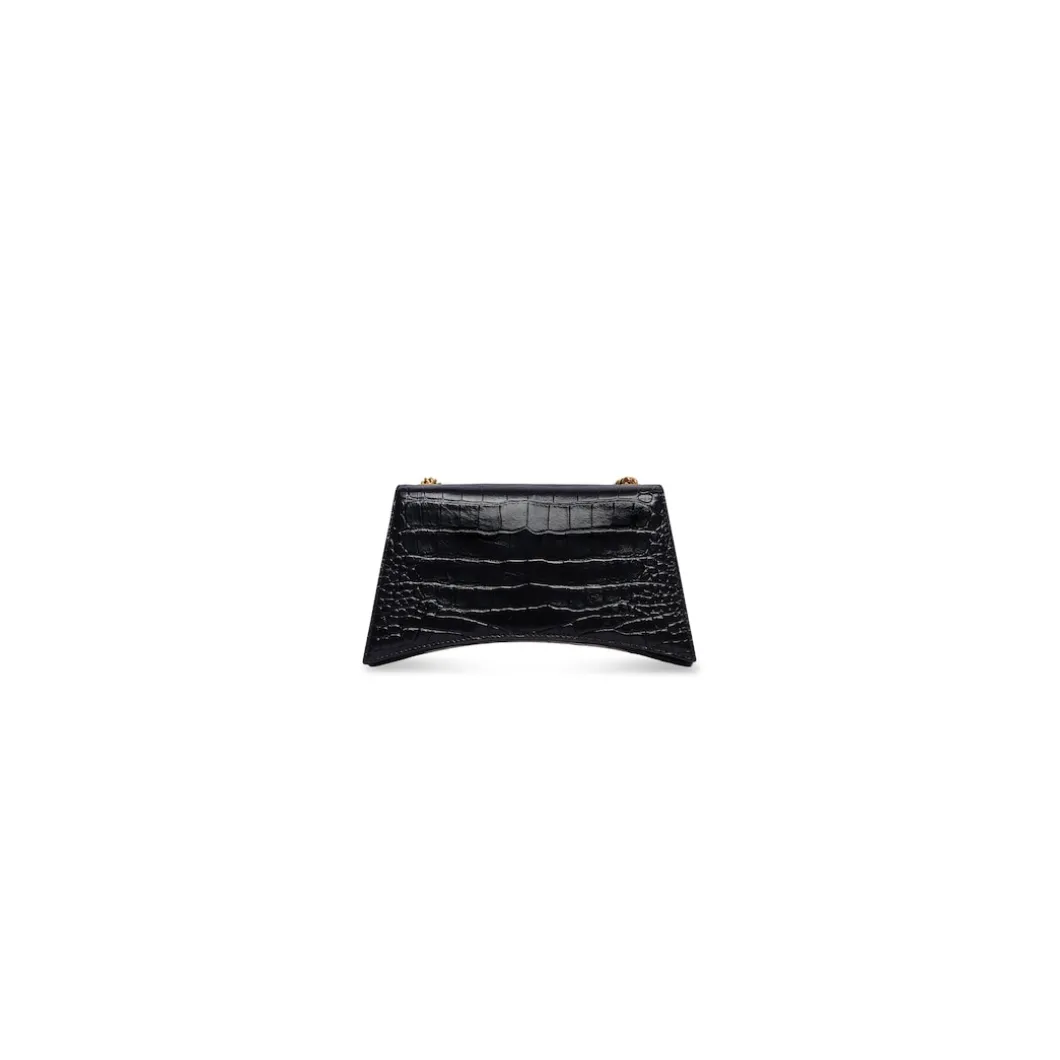 Borsa Con Catena Crush Xs Lavorazione Coccodrillo da Donna in Nero