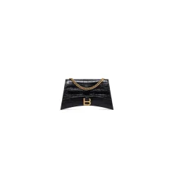 Borsa Con Catena Crush Xs Lavorazione Coccodrillo da Donna in Nero